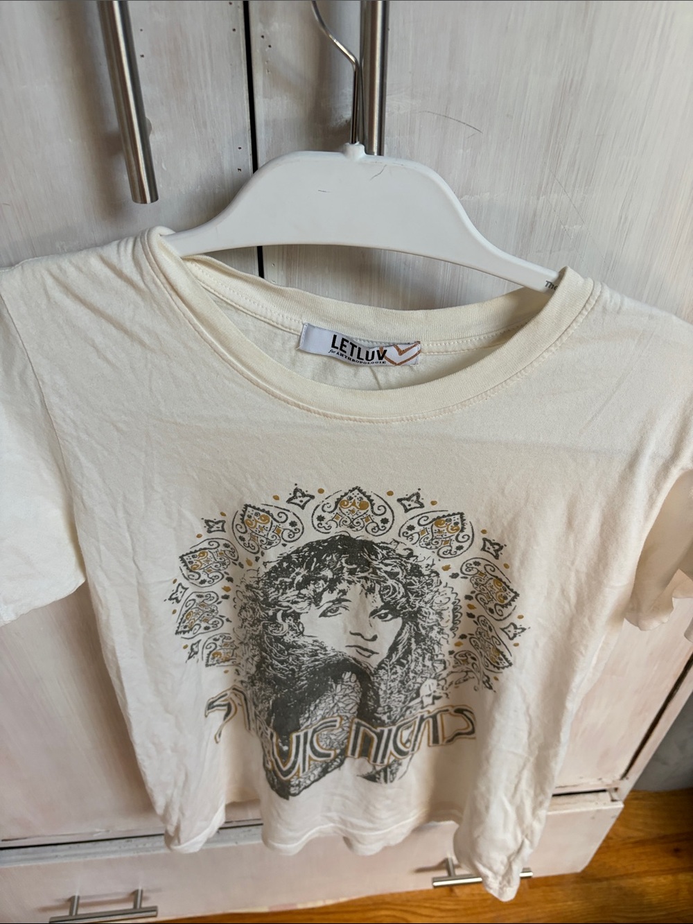 Letluv Women's Cream Graphic Short Sleeve Tee